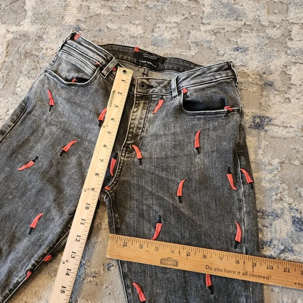 Scotch & Soda Pepper Embroidered Slim‎ Boyfriend Grey jeans.  Size 26.
